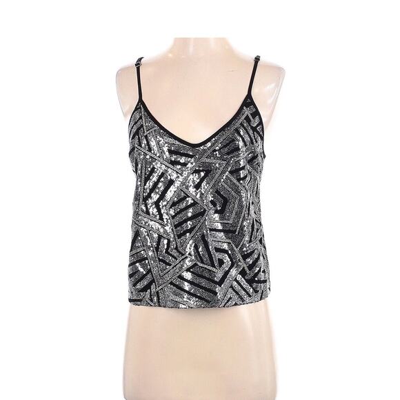 Anthropologie Astr The Label Sequins Sparkly V-neck Shell Cami Tank Top  M - Picture 1 of 4